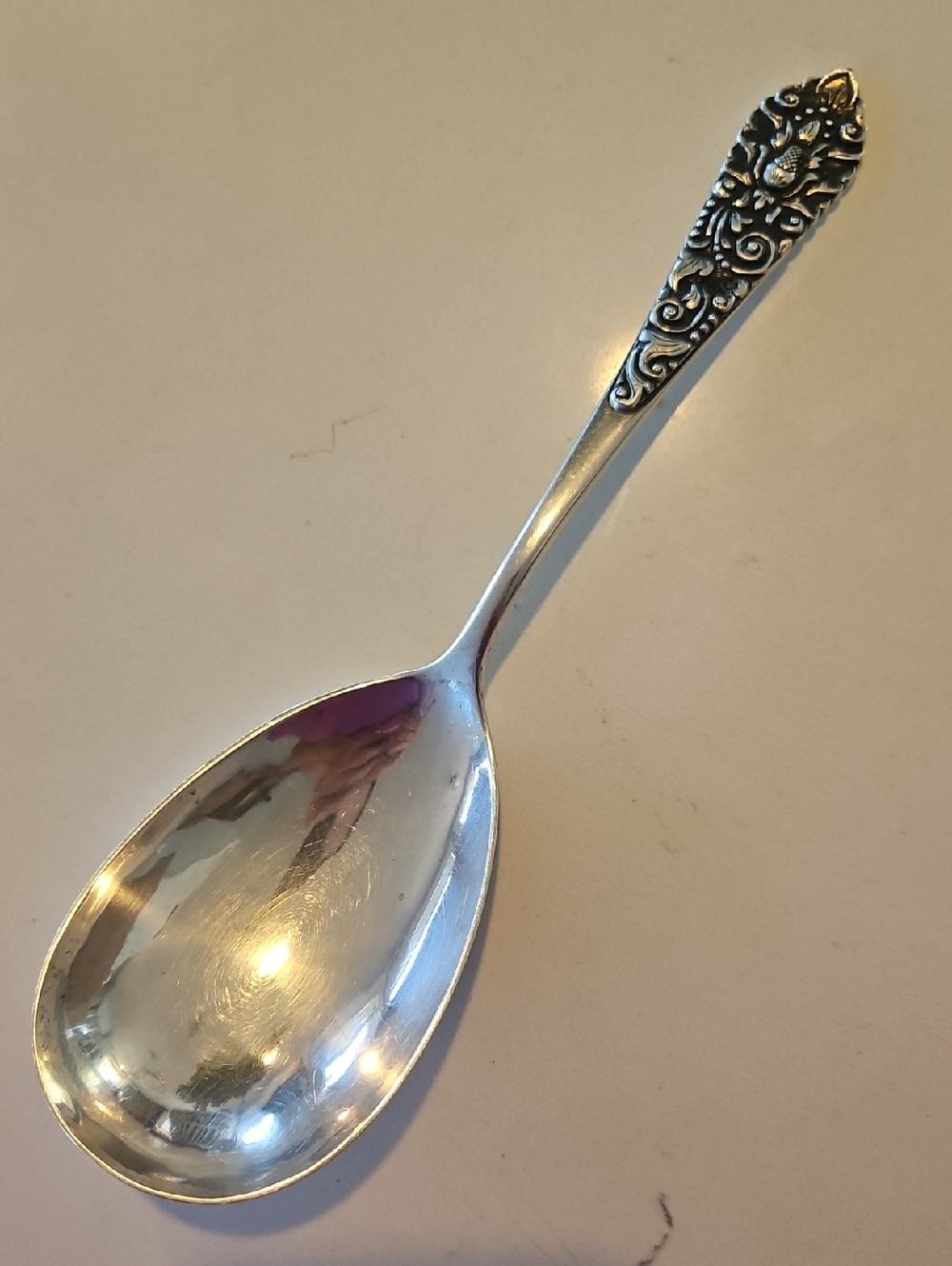 Antique European 800 Continental Silver Serving Spoon 10"